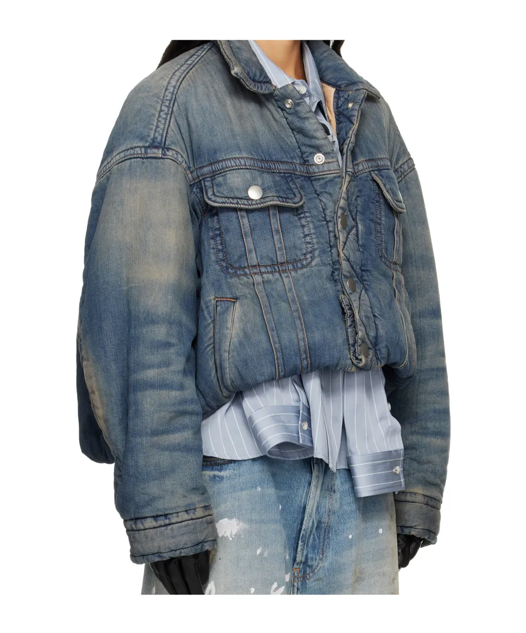 Rolled-Up Hem Down Denim Jacket