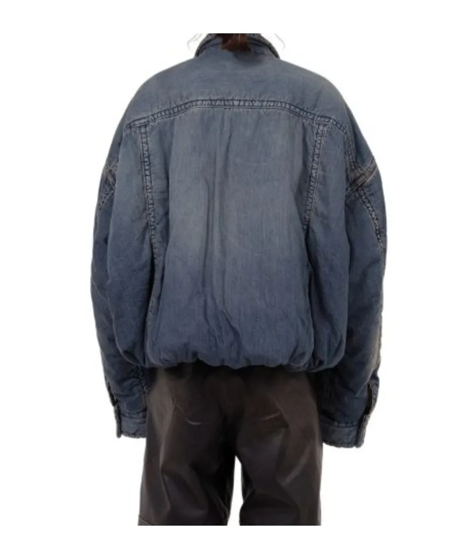 Rolled-Up Hem Down Denim Jacket
