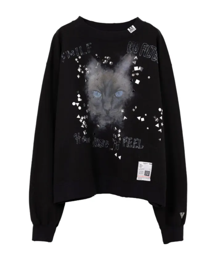 Cat-Print Embellished Sweatshirt