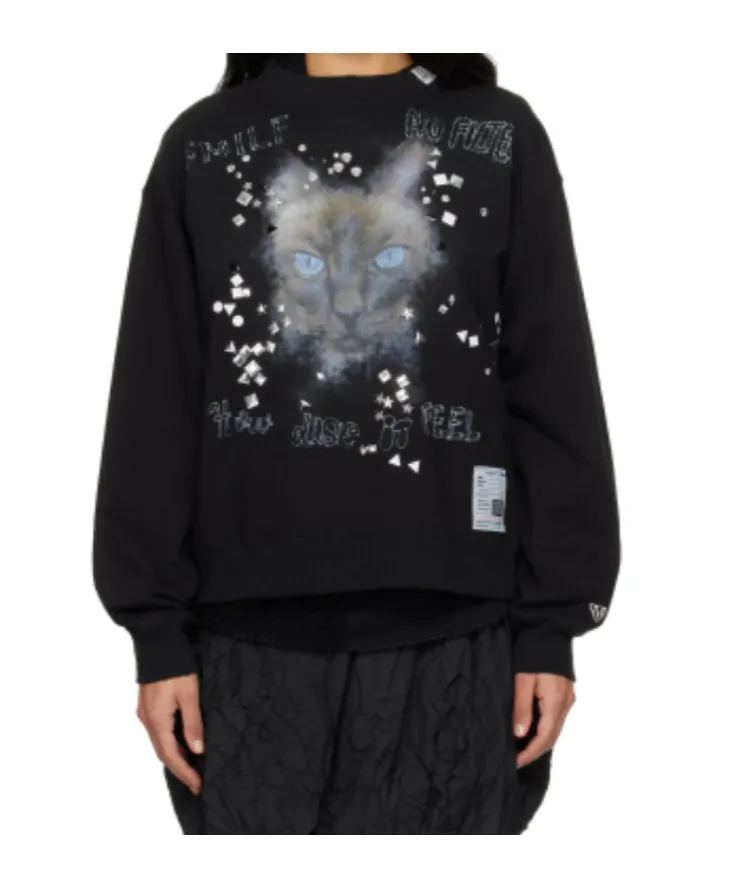 Cat-Print Embellished Sweatshirt