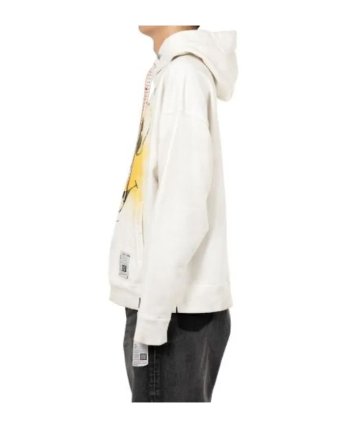 Happy Face Printed Distressed Hoodie
