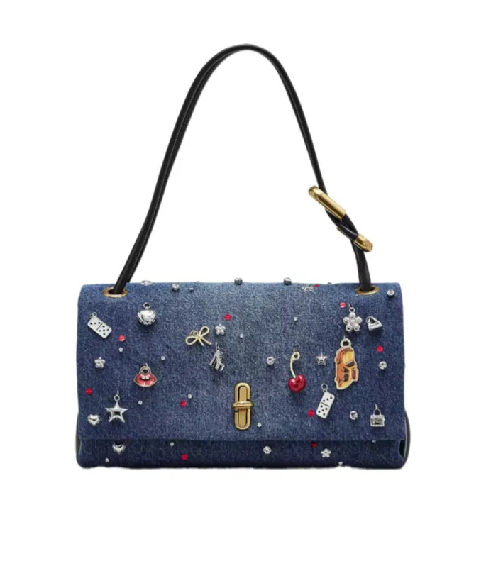 The Trinket Charm Denim Large Dual Bag