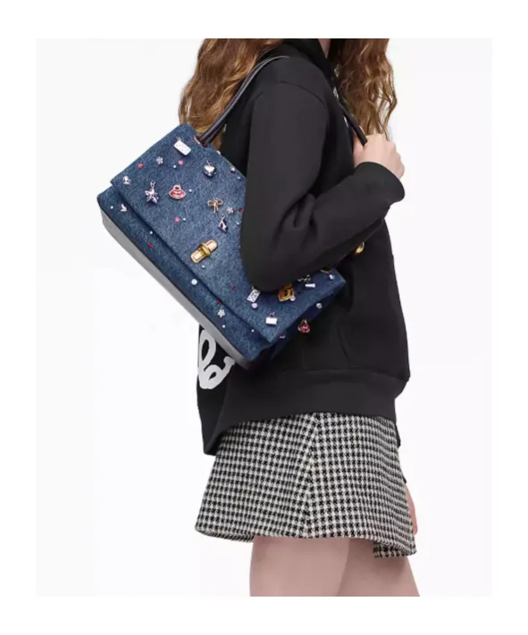 The Trinket Charm Denim Large Dual Bag