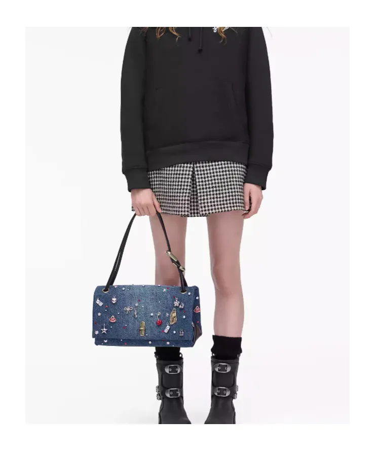 The Trinket Charm Denim Large Dual Bag