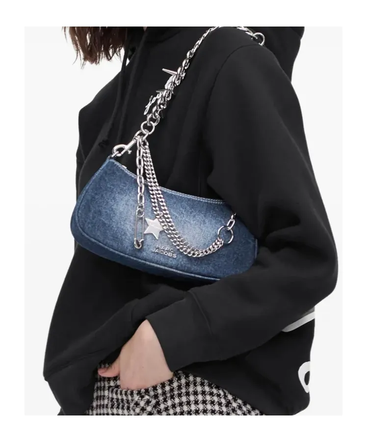 The Faded Denim Charm Shoulder Bag