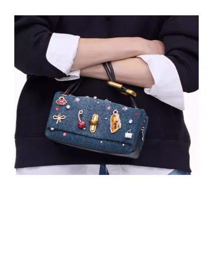 The Trinket Charm Denim Large Dual Bag