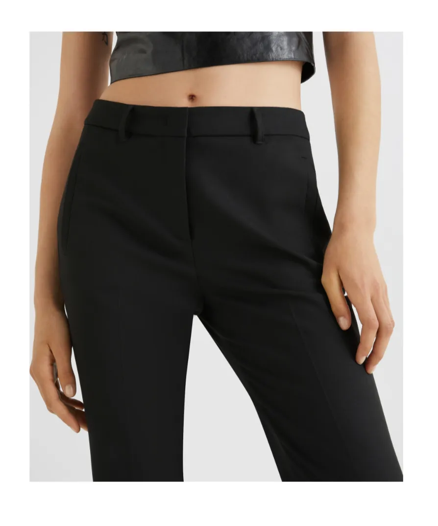 Flared Trousers With Flower-Adorned Belt Detail
