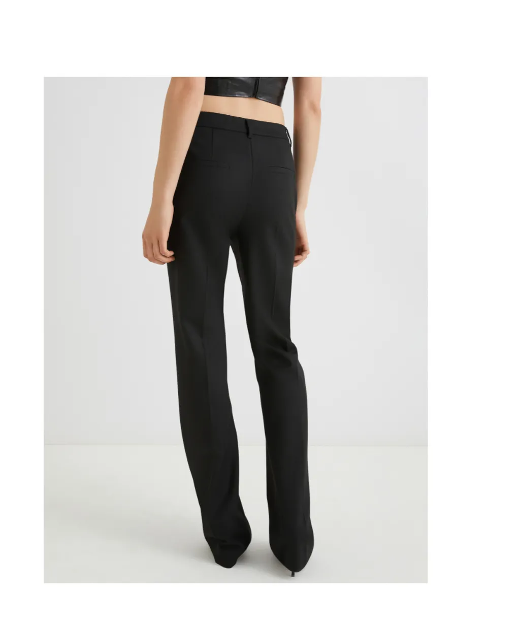 Flared Trousers With Flower-Adorned Belt Detail