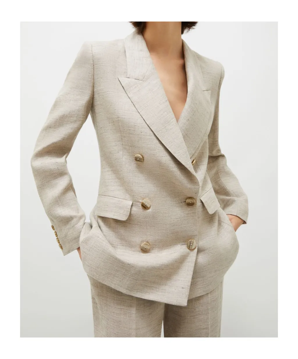 Double-Breasted Linen Blazer