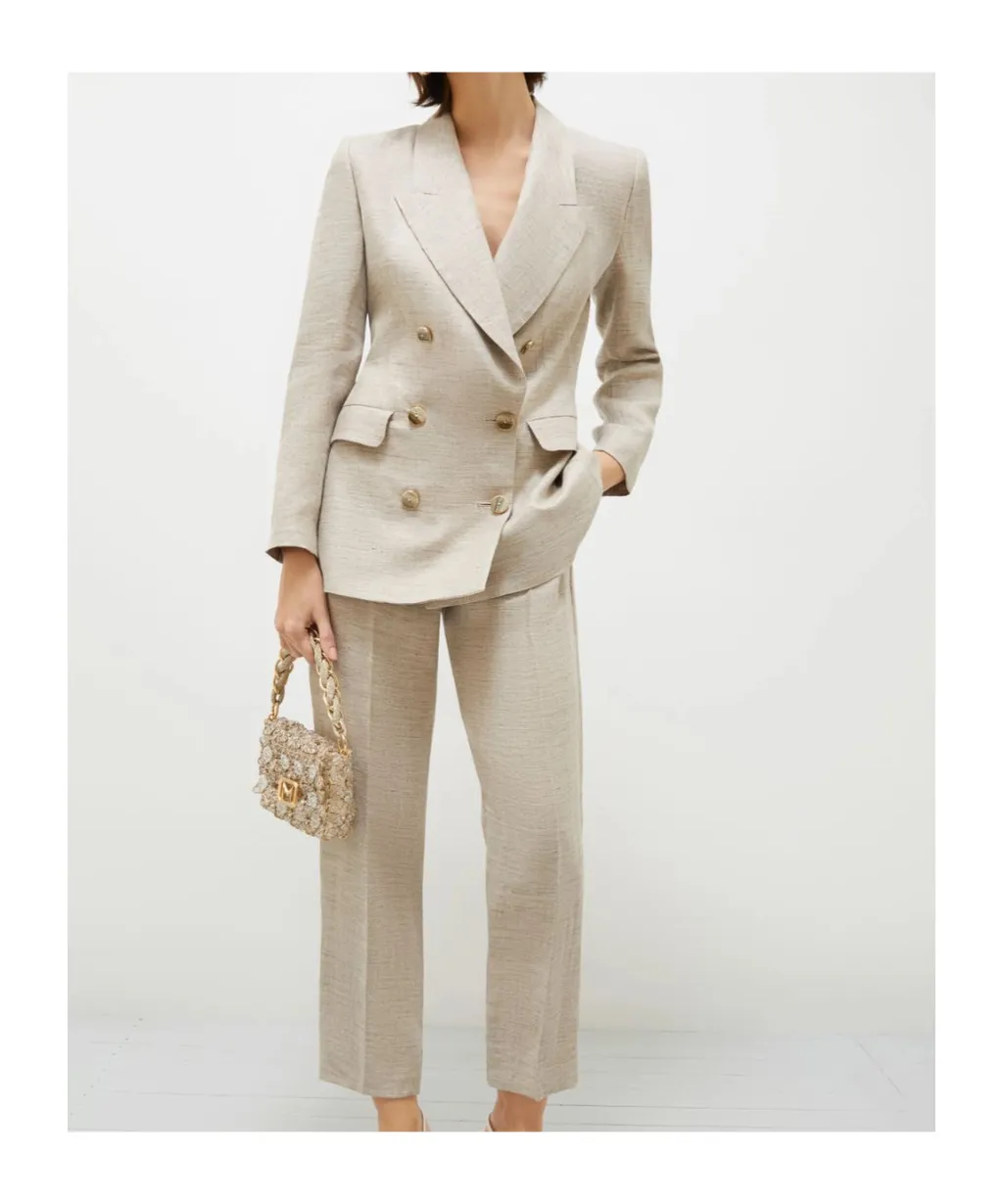 Double-Breasted Linen Blazer