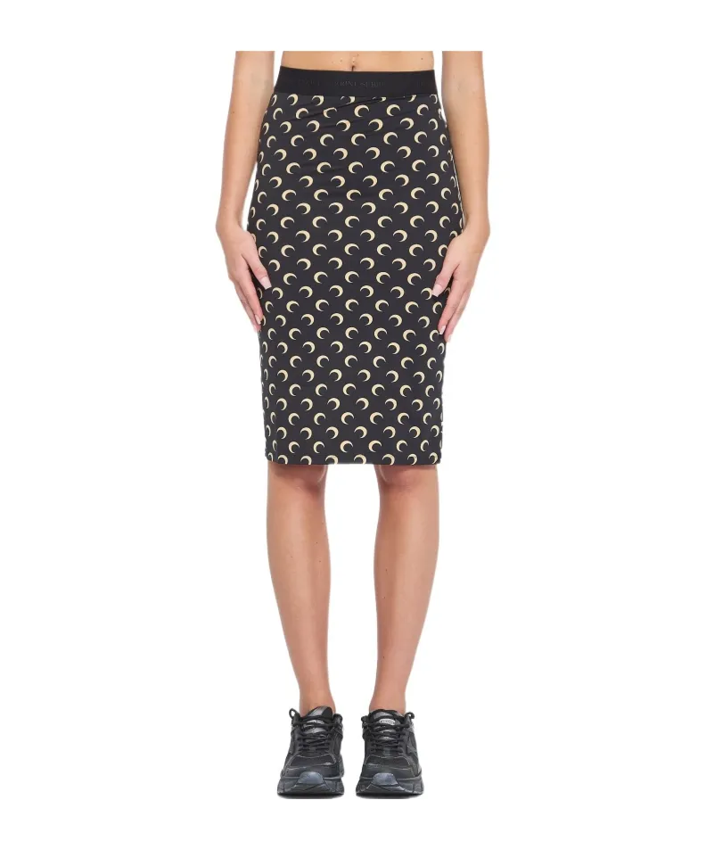 Moon-Print Midi Skirt