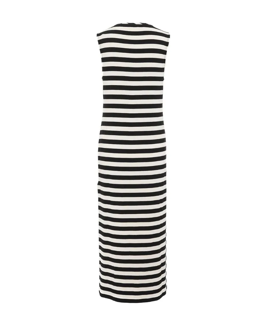 Striped Crewneck Sleeveless Dress