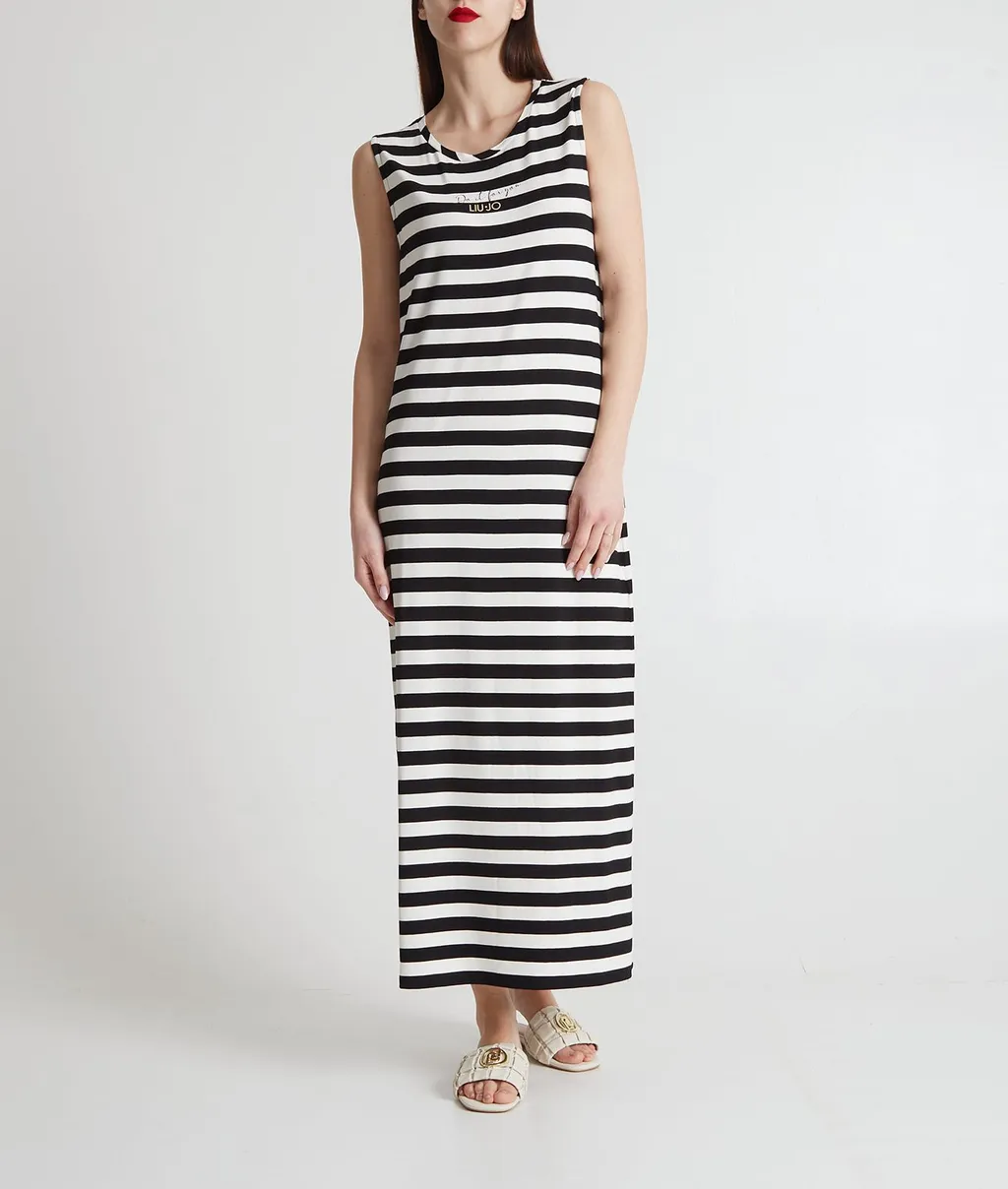 Striped Crewneck Sleeveless Dress