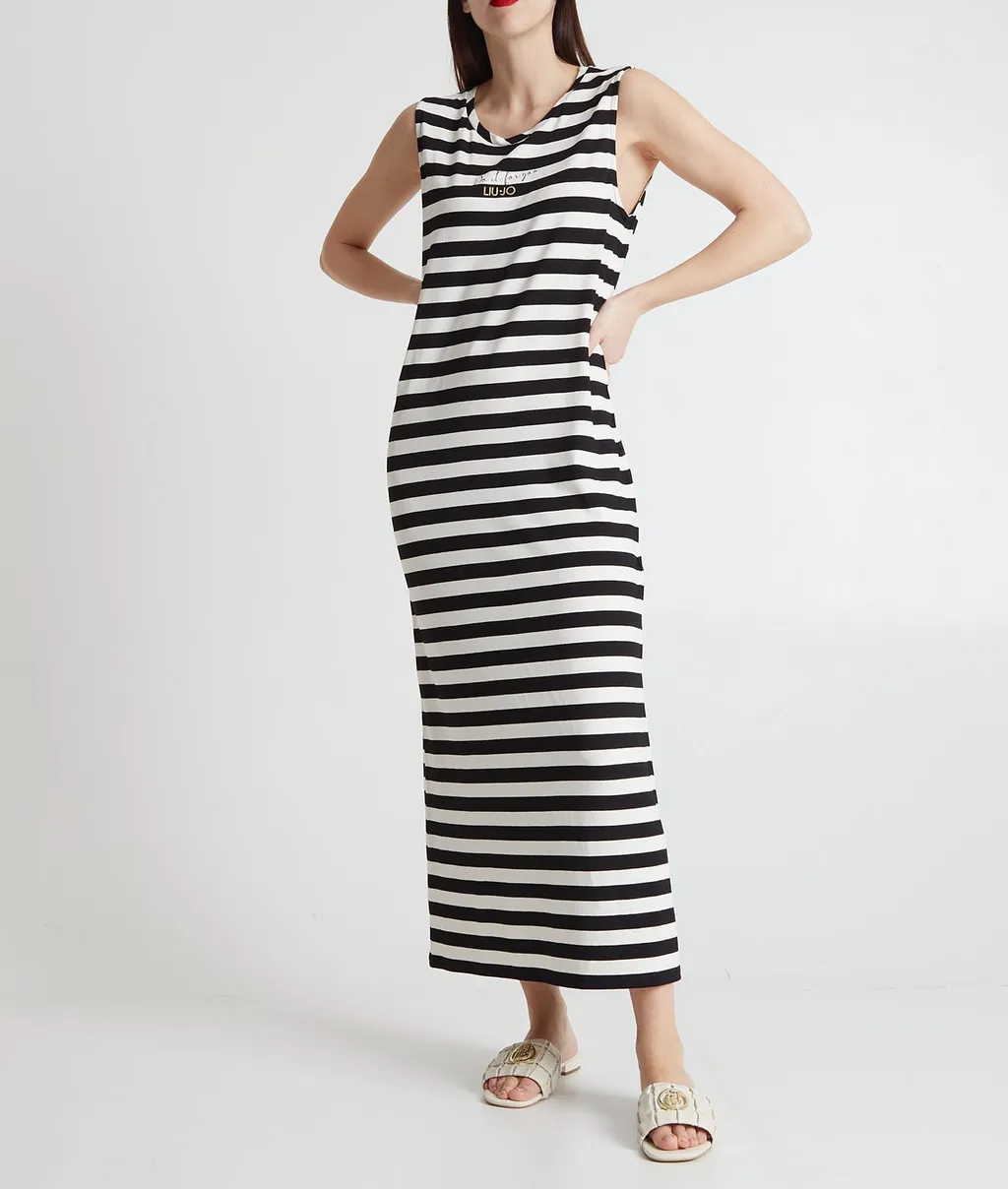 Striped Crewneck Sleeveless Dress