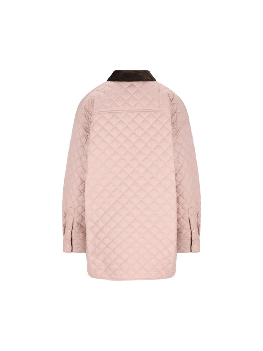 Collared Button-Up Quilted Jacket