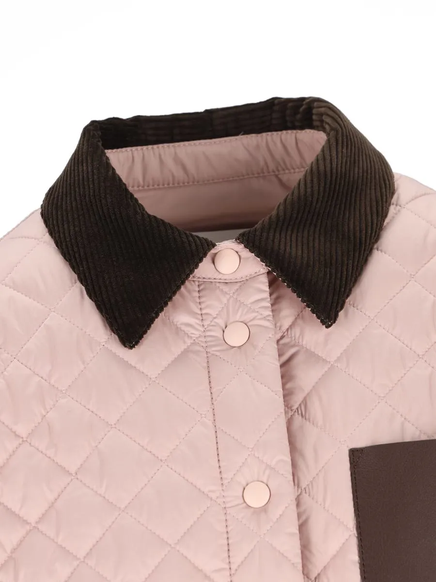 Collared Button-Up Quilted Jacket