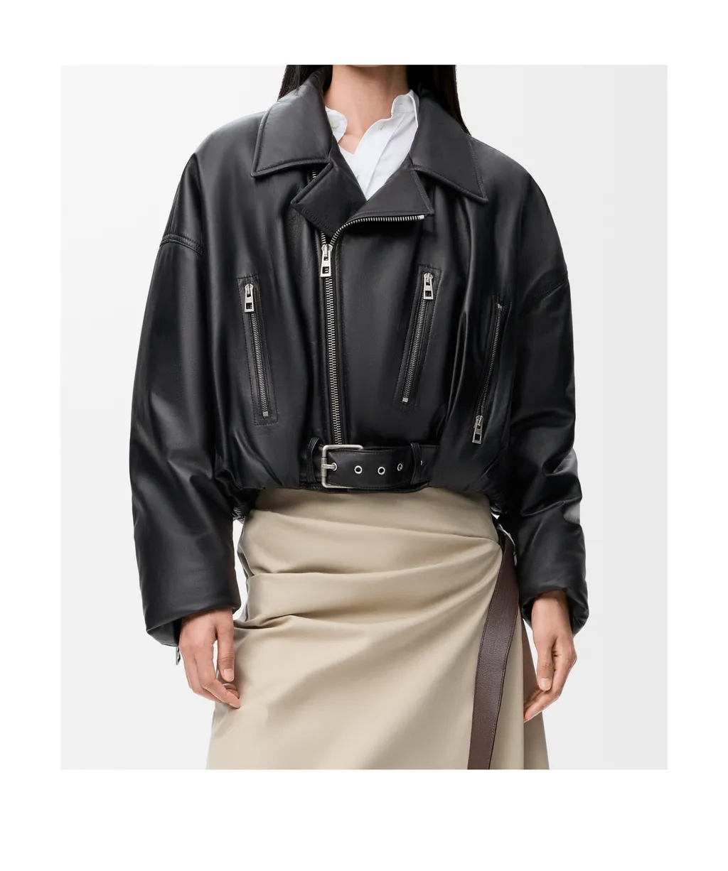Long-Sleeved Leather Jacket