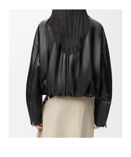Long-Sleeved Leather Jacket