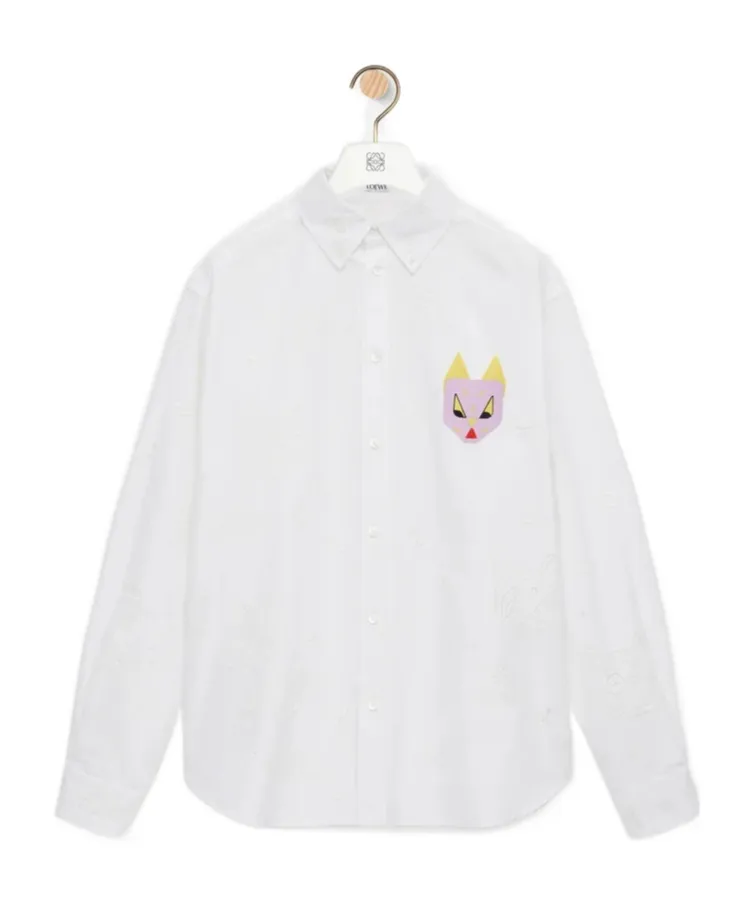 Futurist Cat Embroidered Shirt
