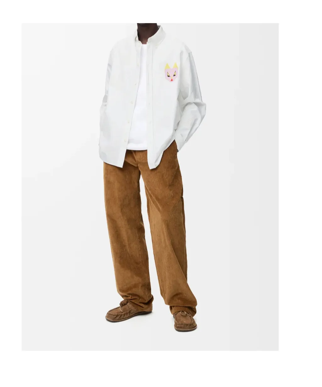 Futurist Cat Embroidered Shirt