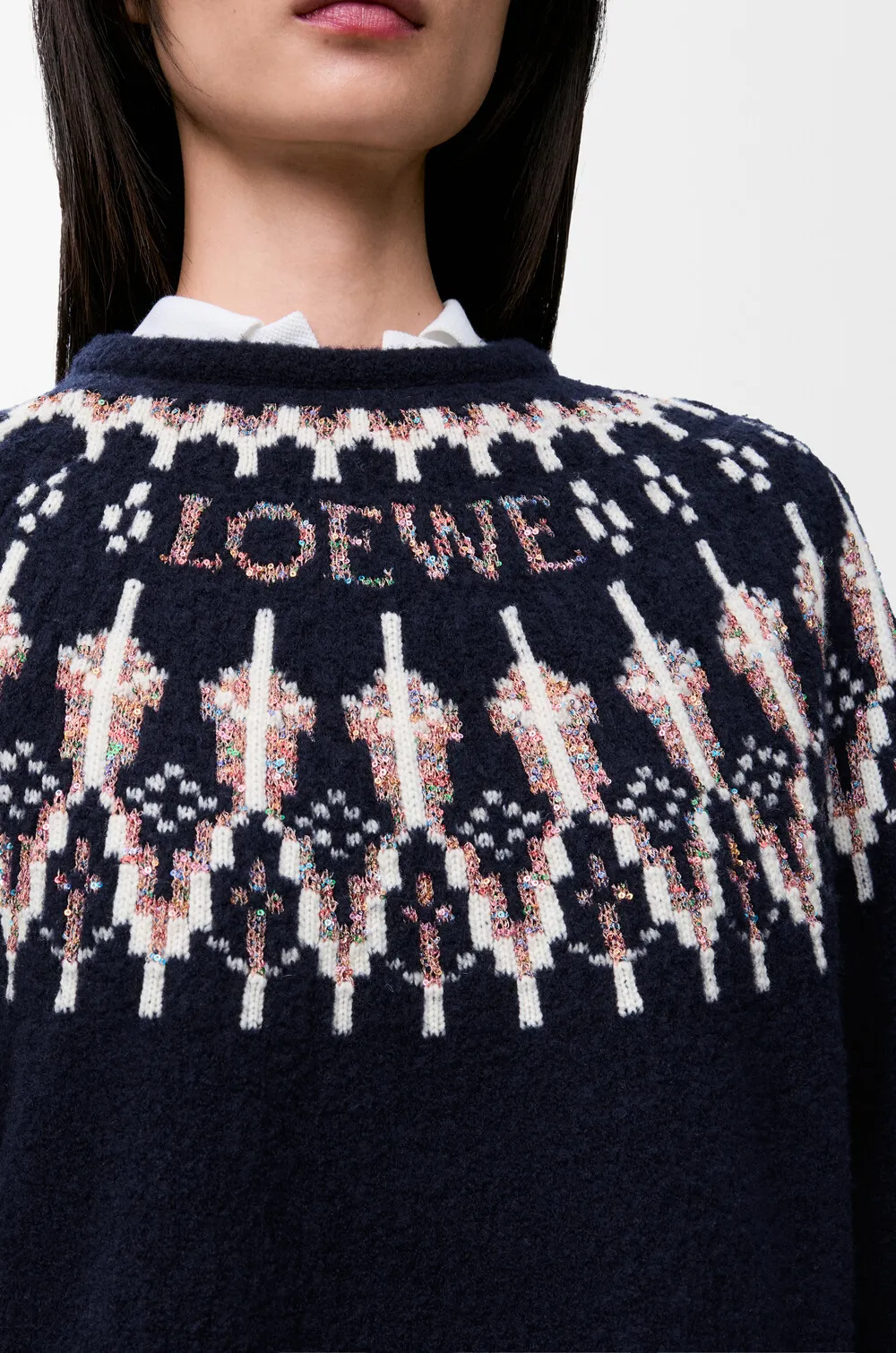 Fair Isle Pattern Crewneck Jumper