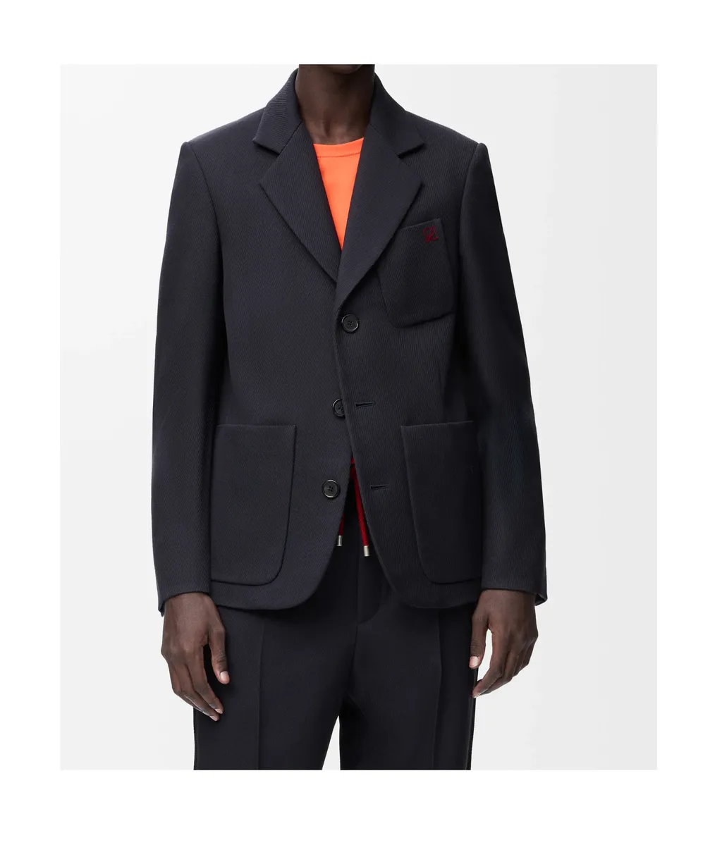 Anagram Embroidered Single-Breasted Jacket