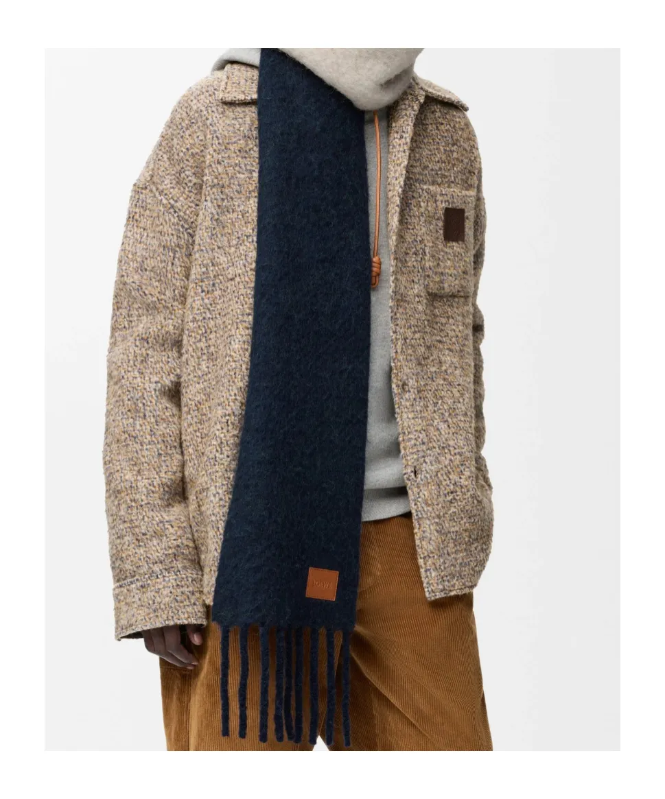 Logo Patch Fringed Scarf