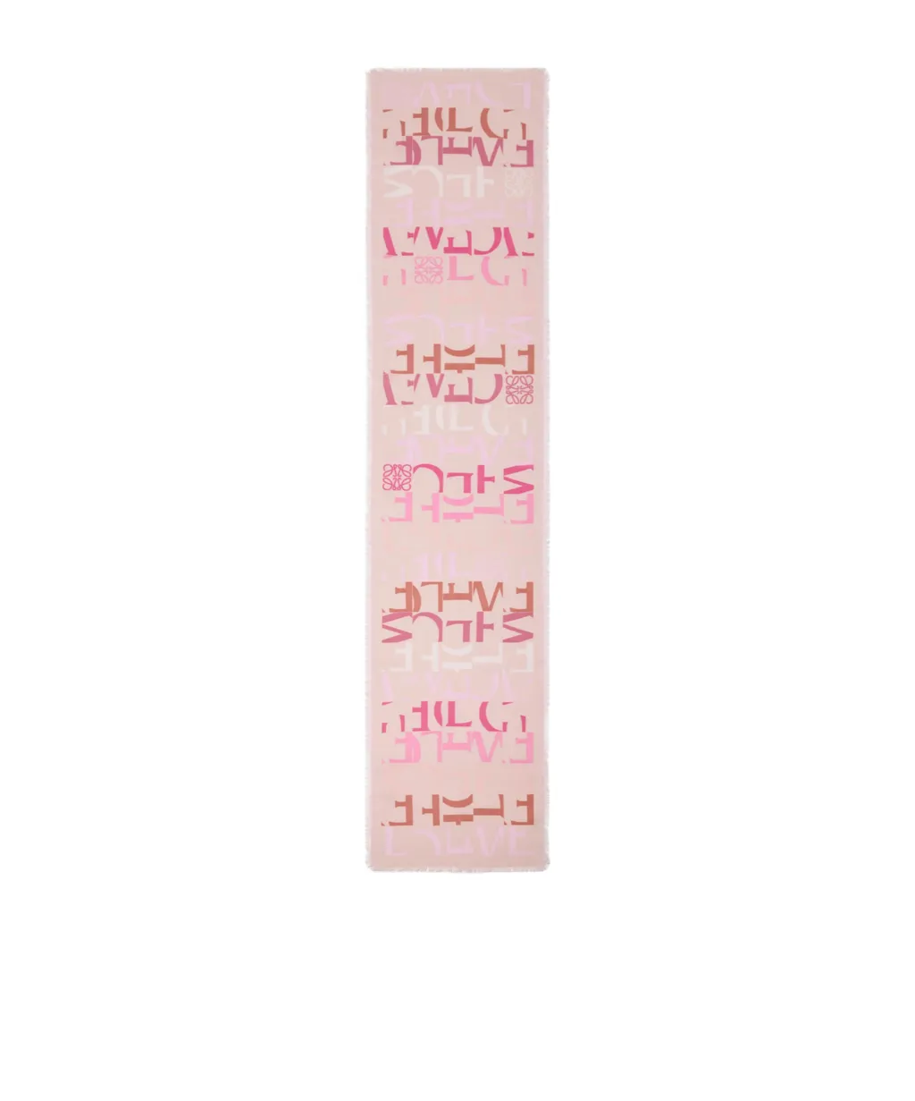 Logo-Pattern Frayed Edge Scarf