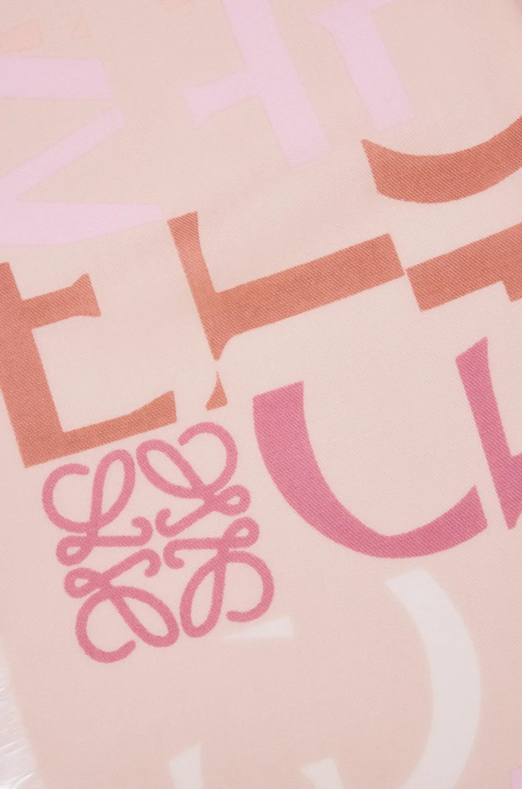 Logo-Pattern Frayed Edge Scarf