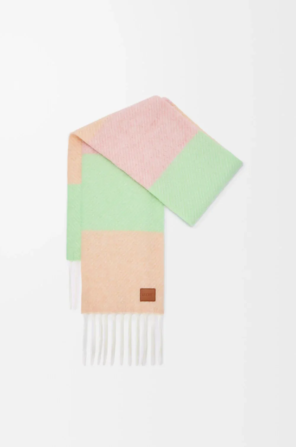 Logo Patch Striped Fringed Scarf