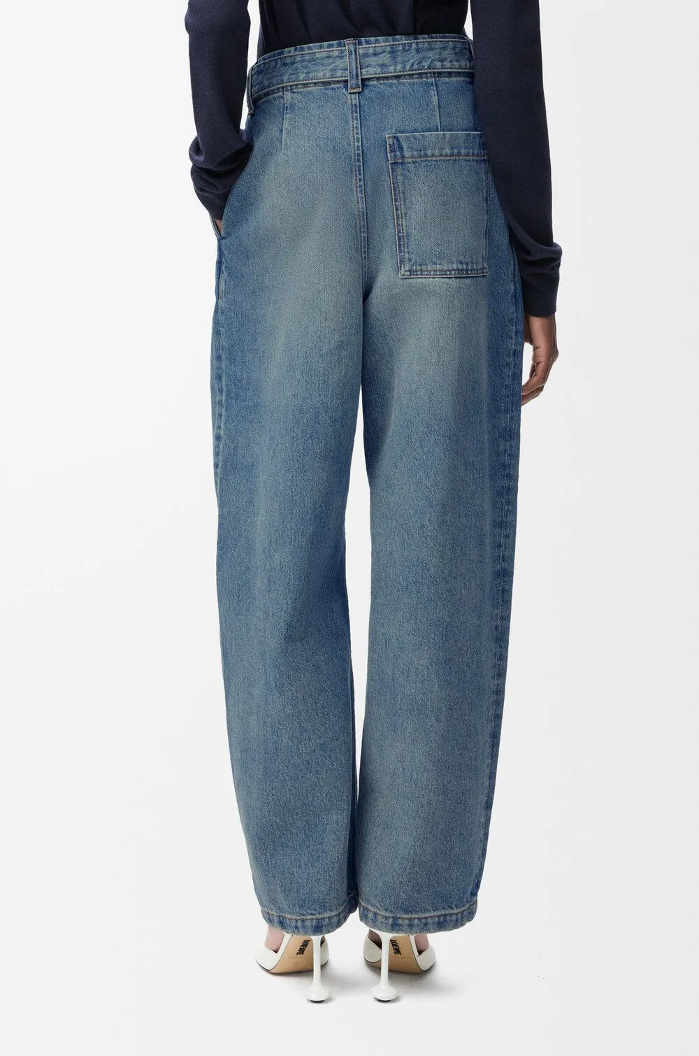 Pleated Loose Leg Jeans
