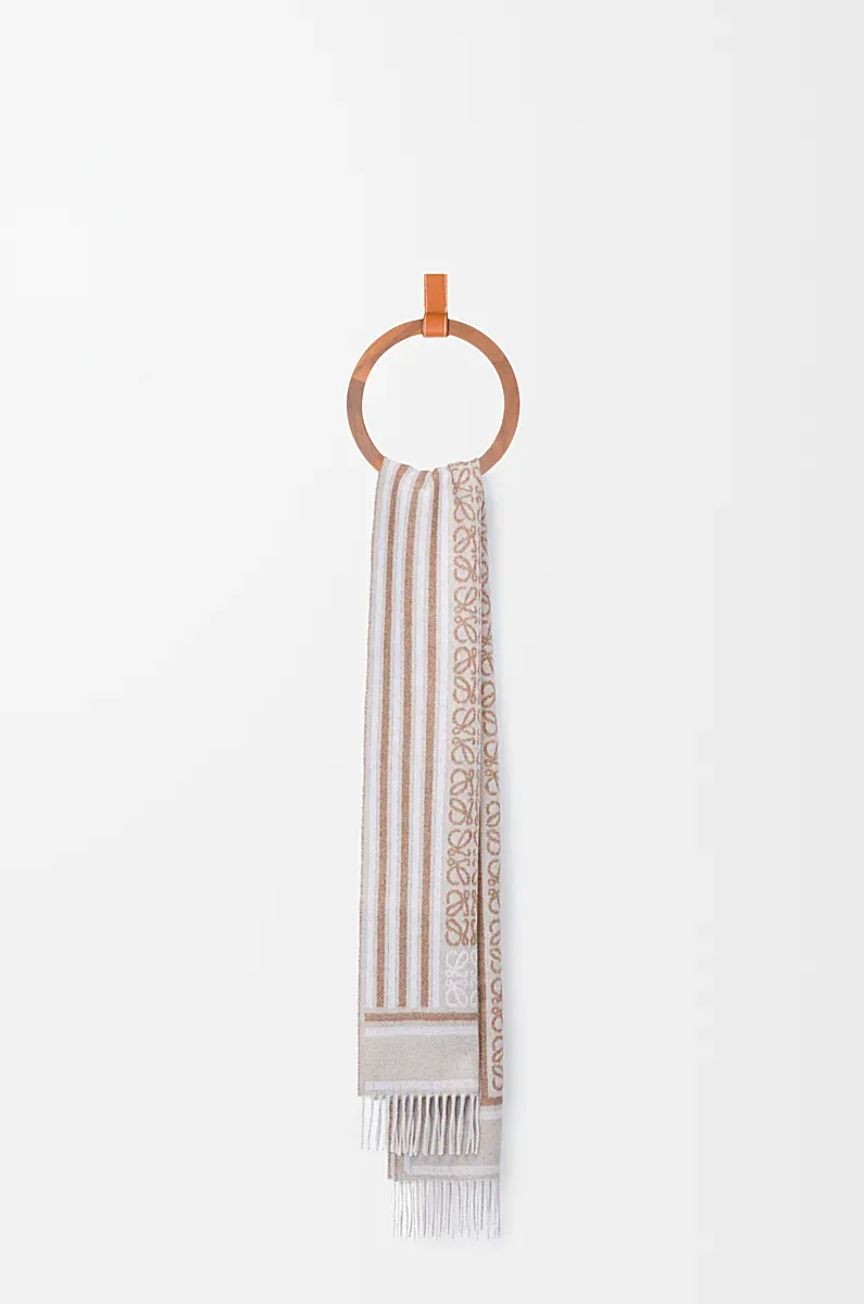 Anagram Jacquard Fringed Scarf