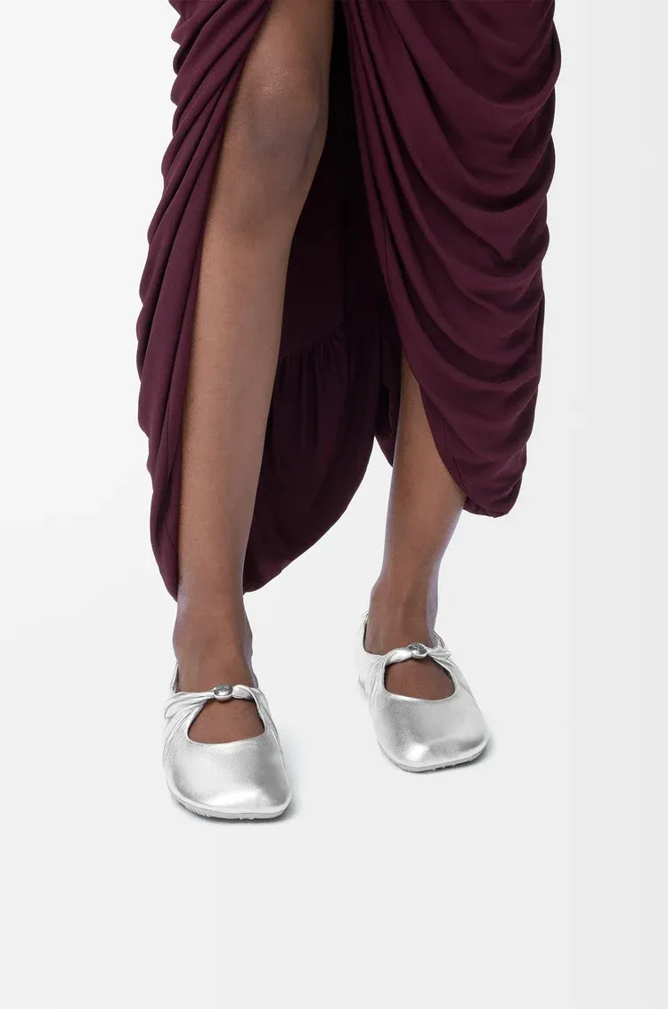 Pebble Metallic Effect Ballerina Shoes