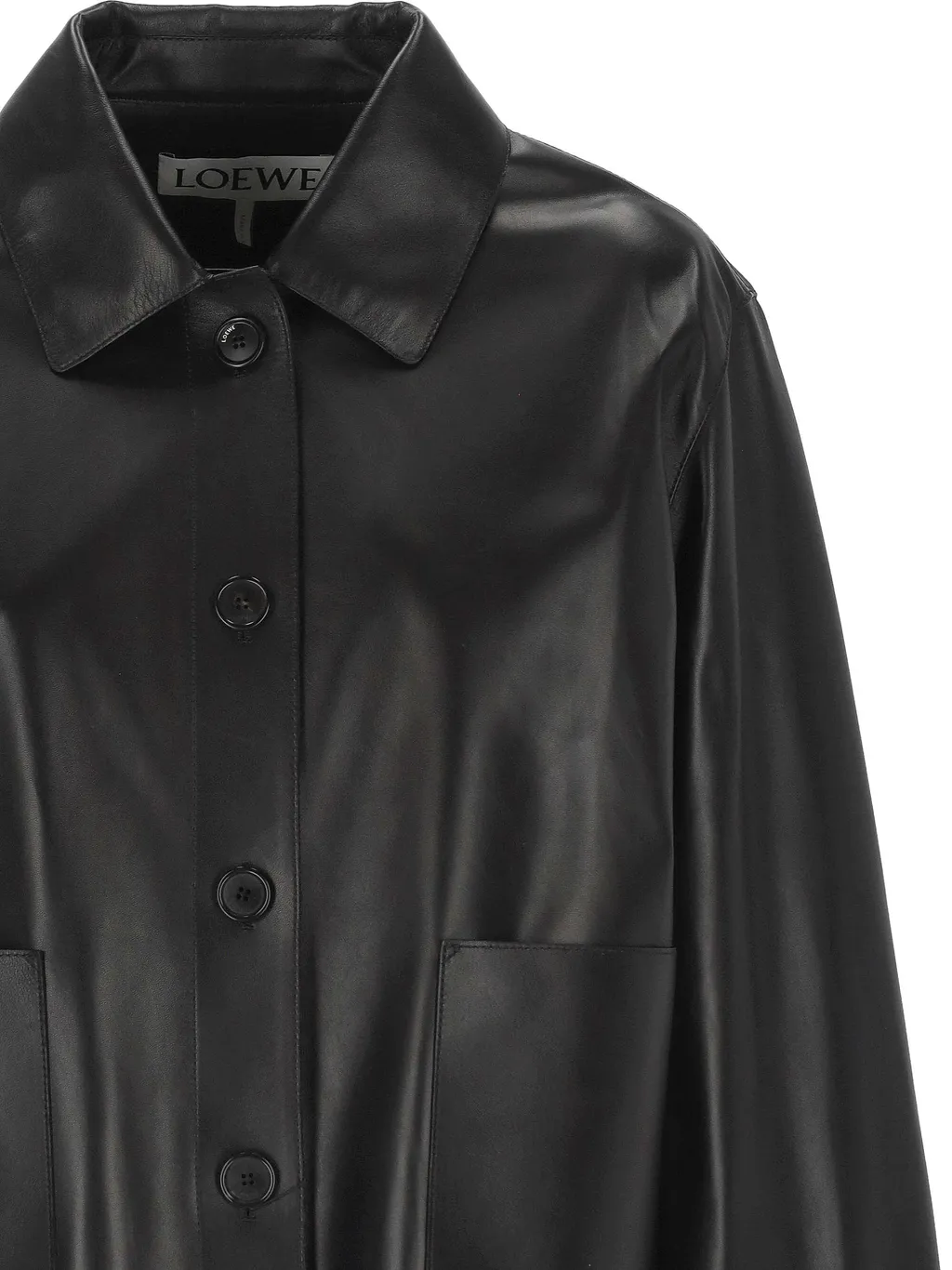 Long-Sleeved Leather Jacket