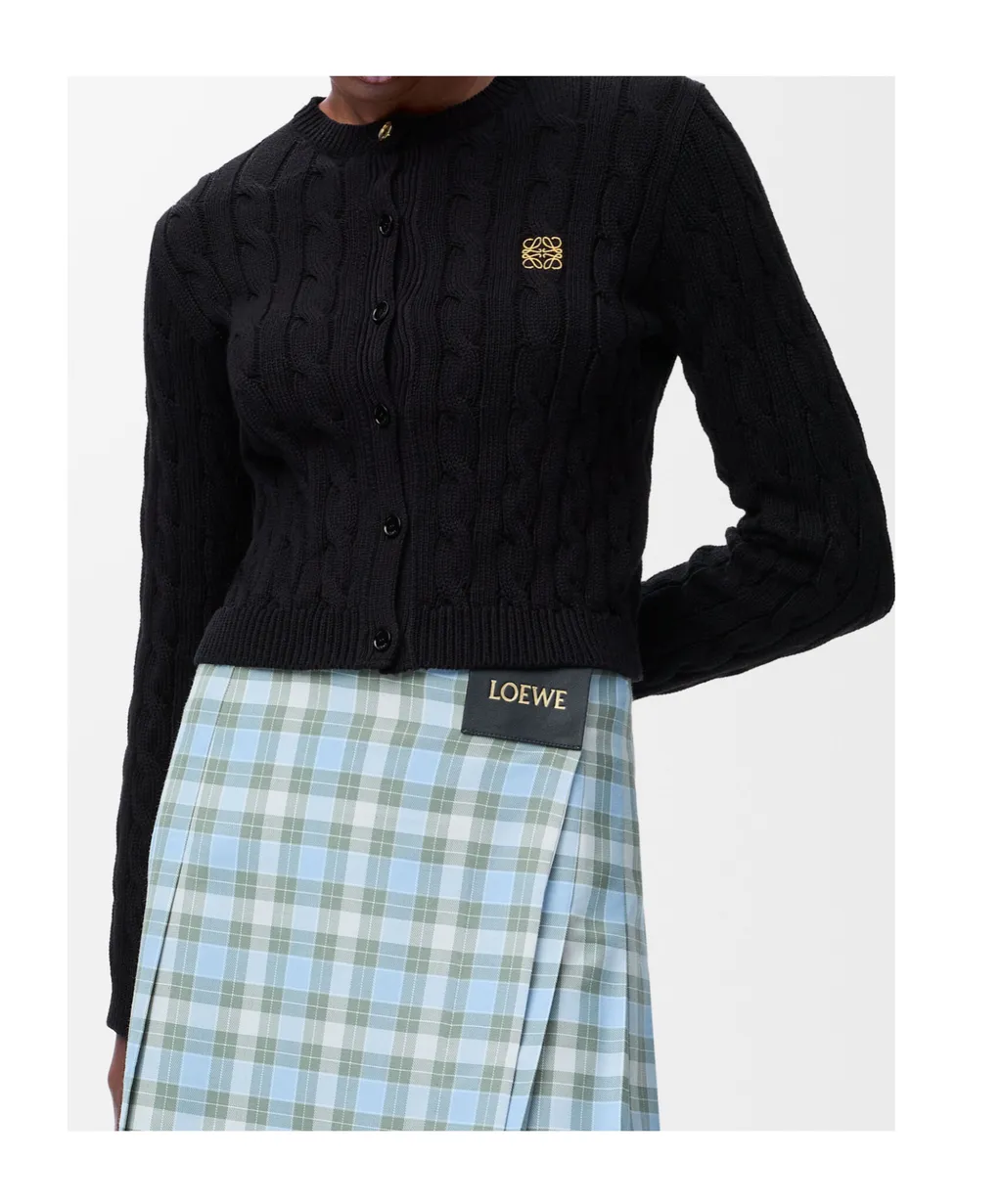 Cable-Knit Logo-Embroidered Cardigan