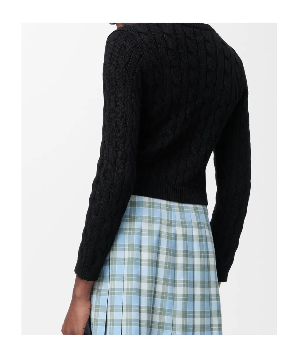 Cable-Knit Logo-Embroidered Cardigan