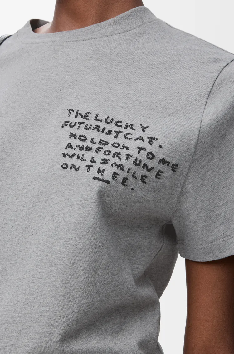 Futurist Cat Embroidered Short-Sleeved T-Shirt