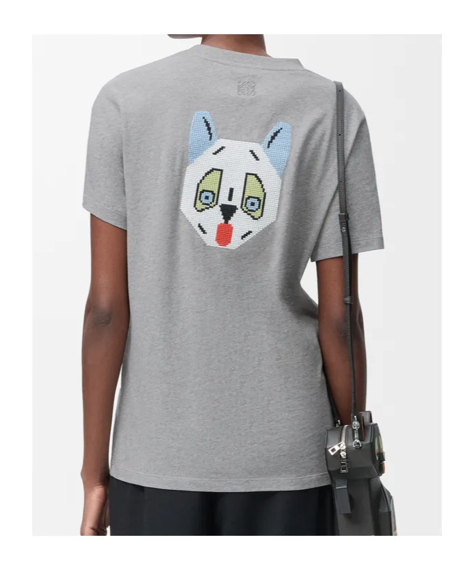 Futurist Cat Embroidered Short-Sleeved T-Shirt