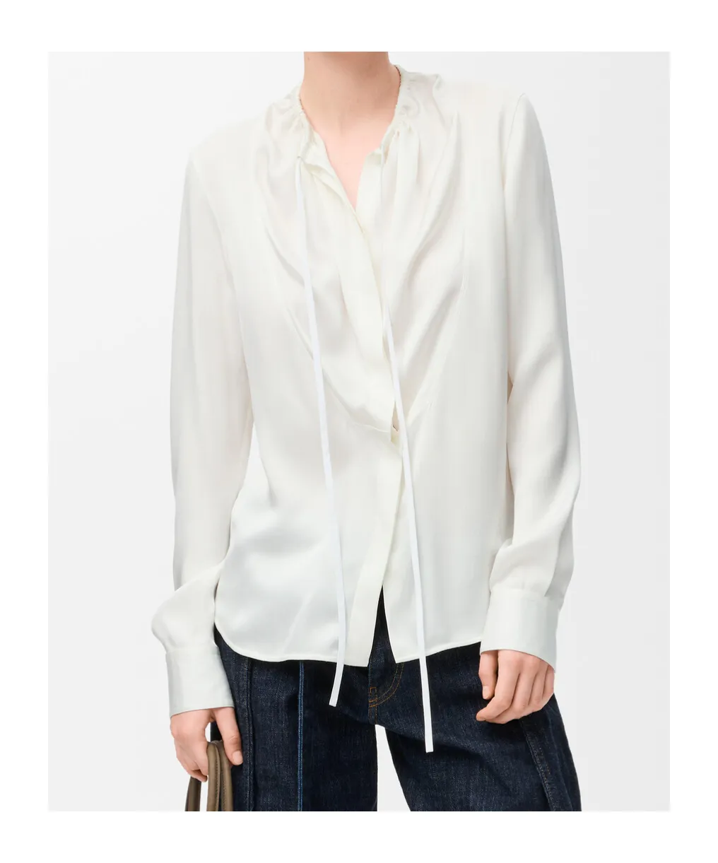 Drawstring Satin Blouse