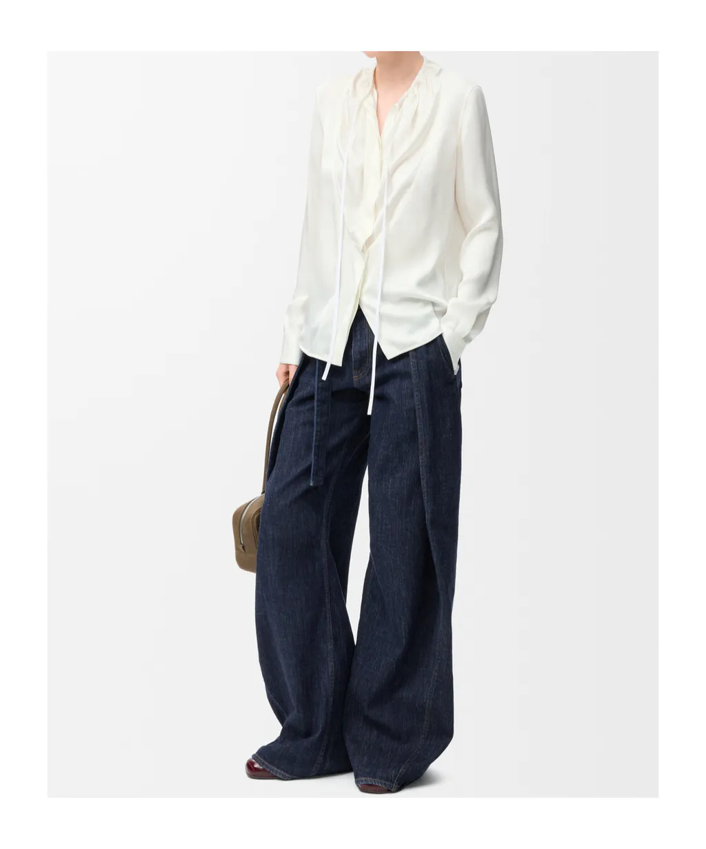 Drawstring Satin Blouse