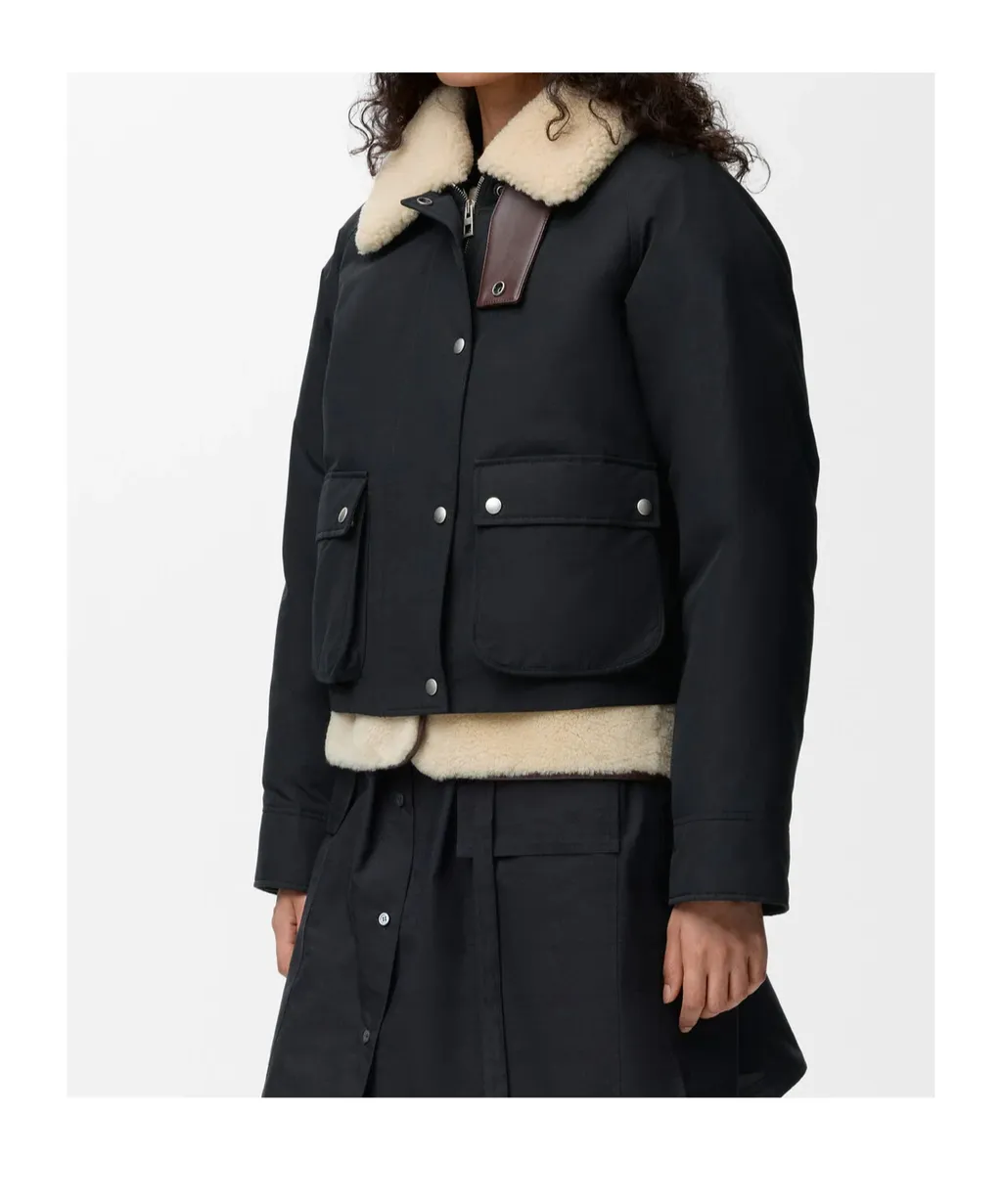 Shearling-Collar Pocket Jacket