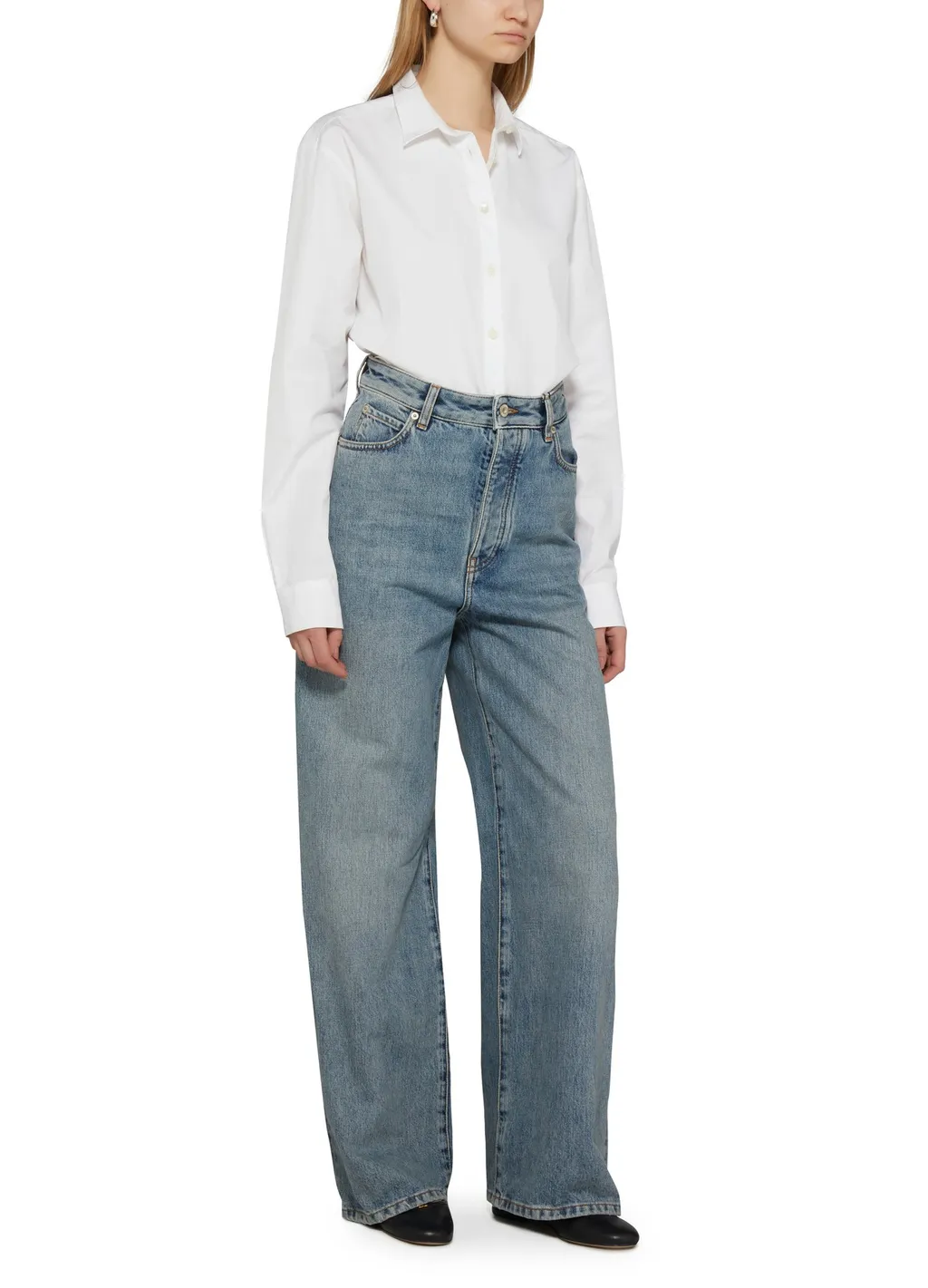 Belt-Loop Wide-Leg Jeans