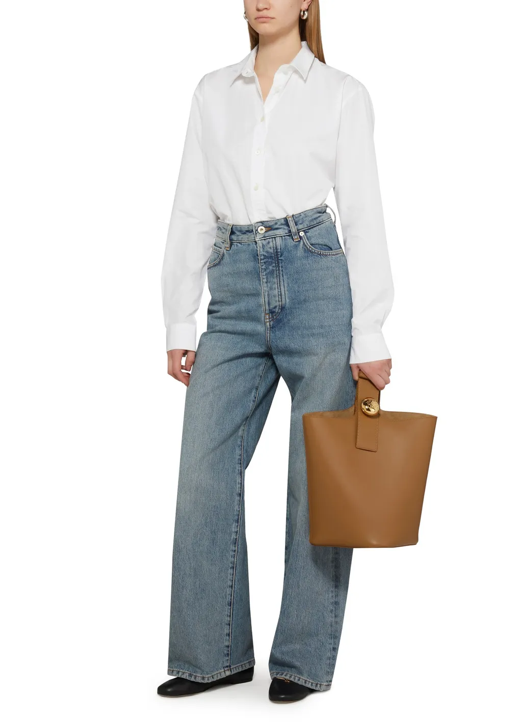 Belt-Loop Wide-Leg Jeans