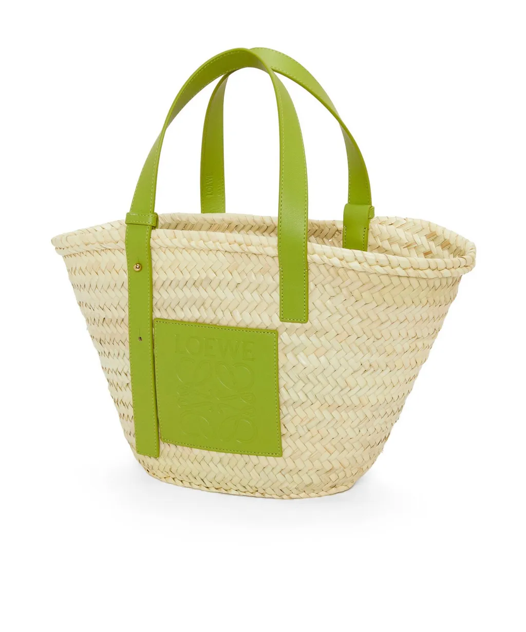 Basket Bag In Palm Leaf And Calfskin