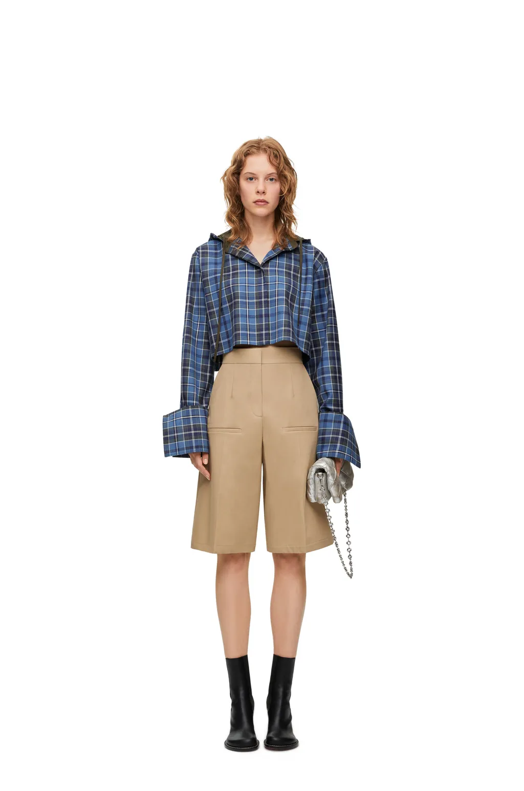 Cropped Hooded Shirt