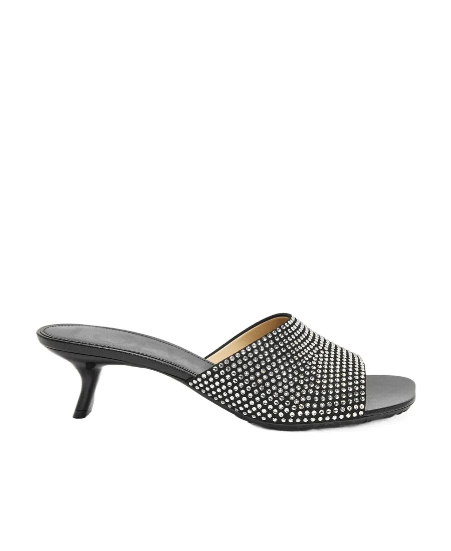 Petal Kitten Heel Slide In Suede And Rhinestones