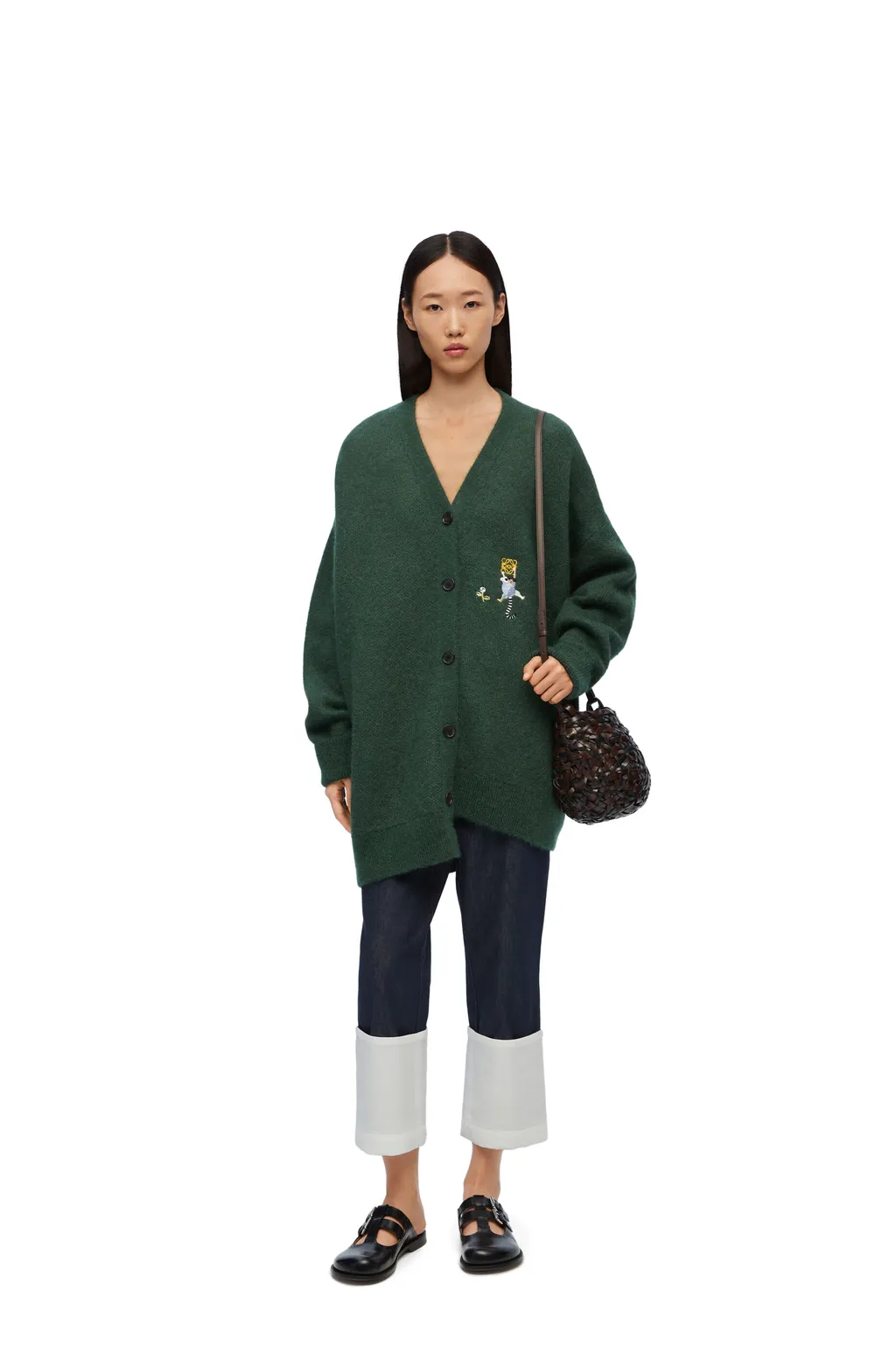 Asymmetric Cardigan In Mohair And Wool