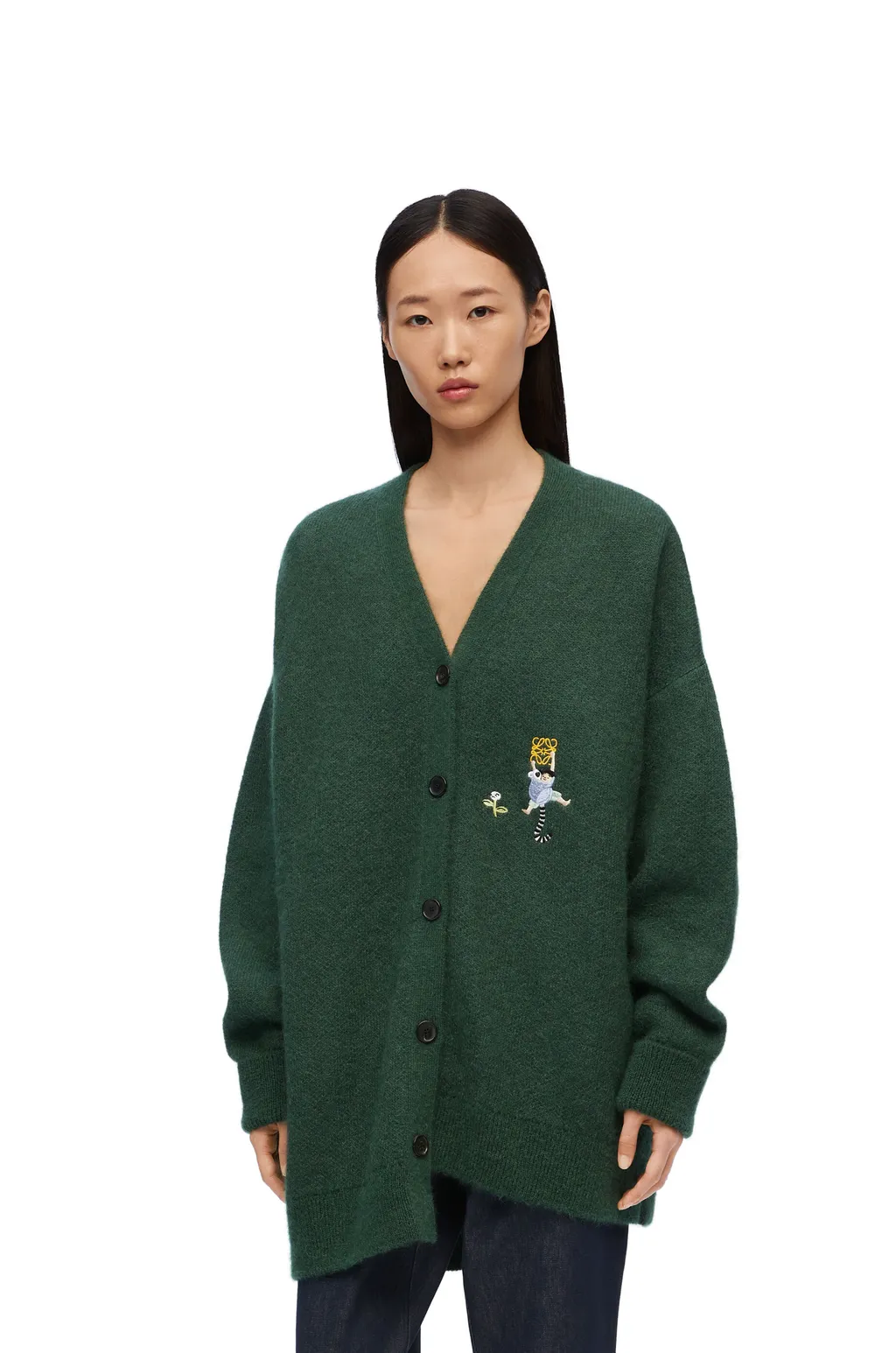 Asymmetric Cardigan In Mohair And Wool