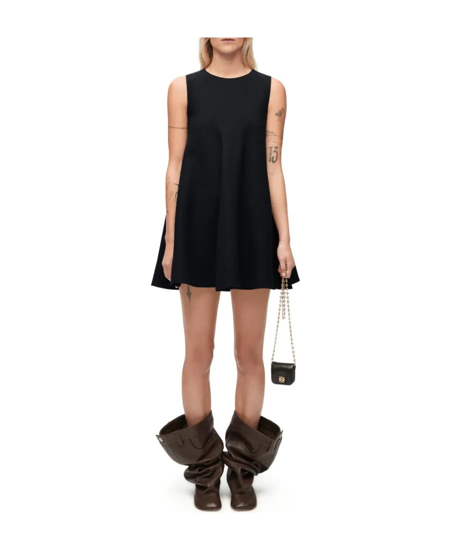 Mini Dress In Silk And Wool