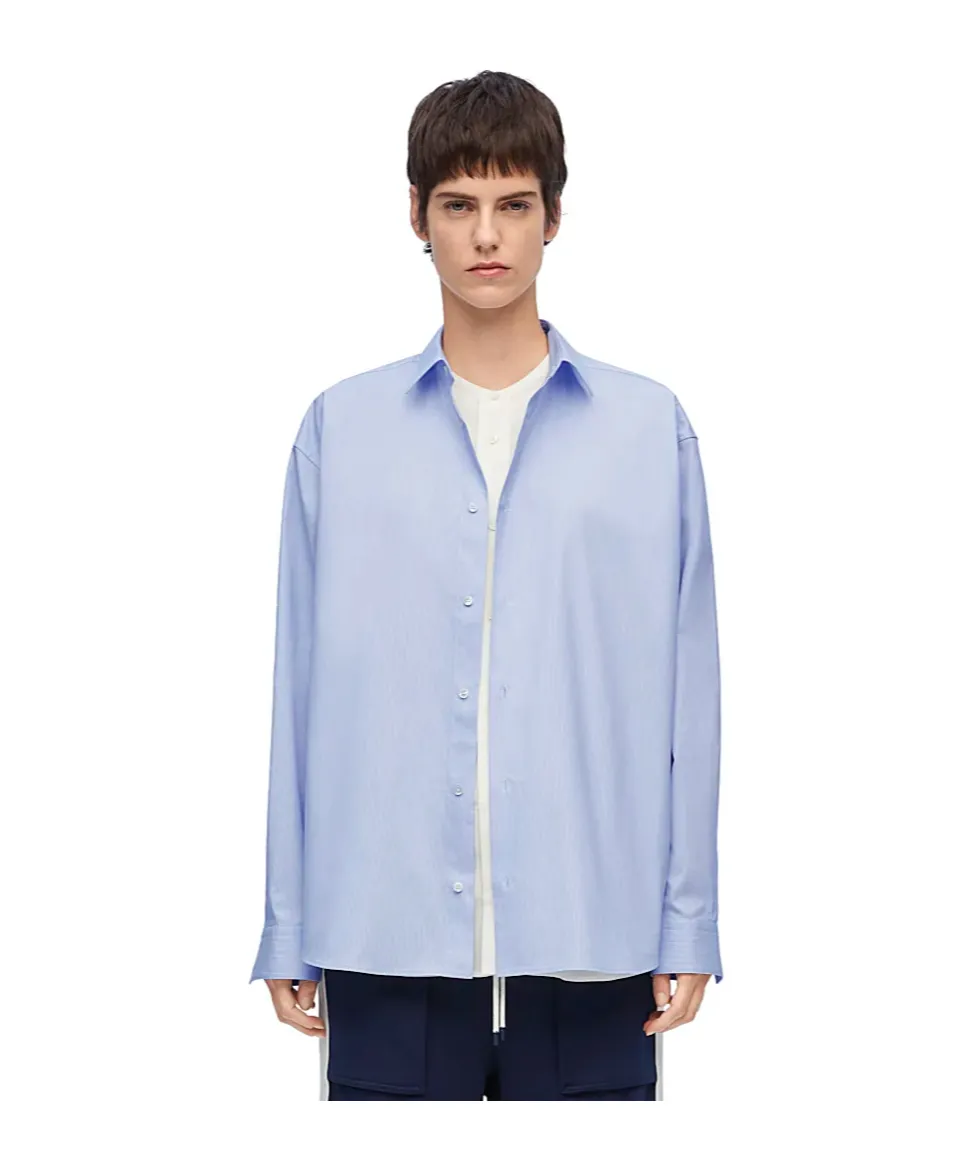 Straight Hem Long-Sleeved Shirt